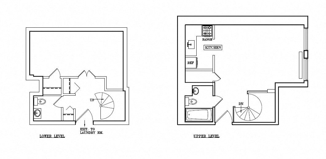 Floor plan for 1 bed, 1.5 baths, 430 sqft